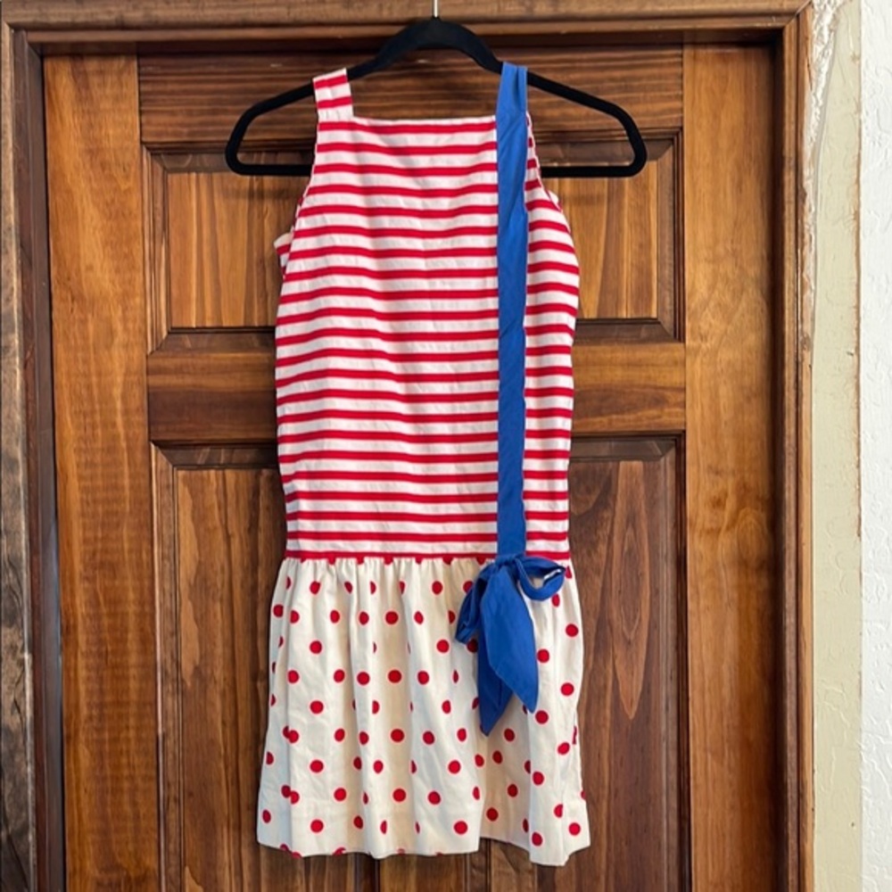 Striped and Polka Dot Kids Dress - Red and Blue size 12